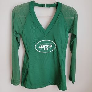 NFL NY Jets NWT Women's Embroidered Top Lined with Mesh Sleeves Size Medium